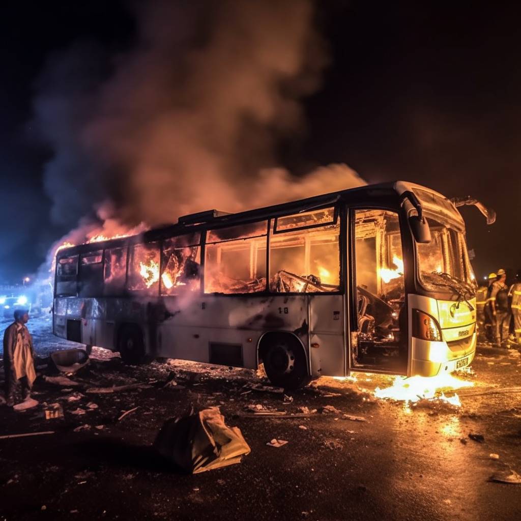 बसमा आगो लाग्दा २५ जनाको मृत्यु